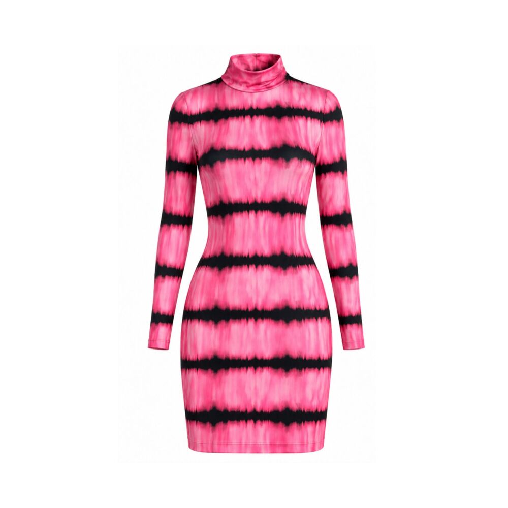 Alice + Olivia Pink Tie Dye Mock Neck Open Back Mini Dress